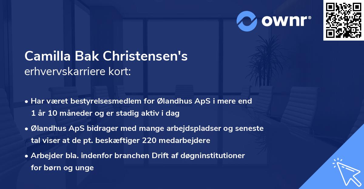 Camilla Bak Christensen's erhvervskarriere kort