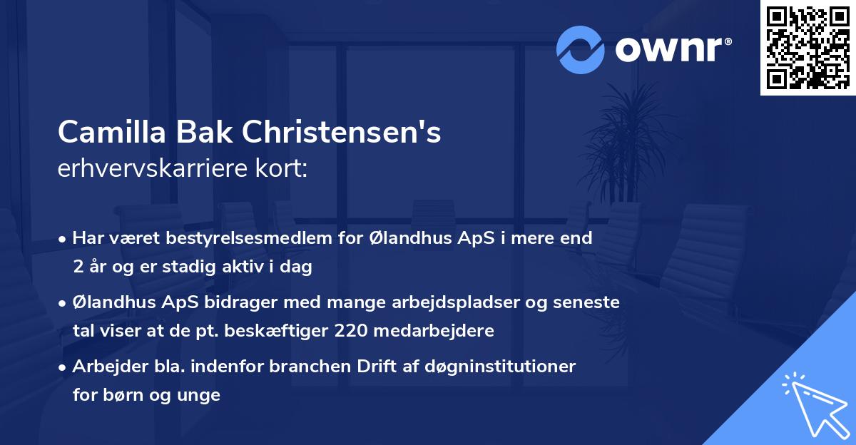Camilla Bak Christensen's erhvervskarriere kort