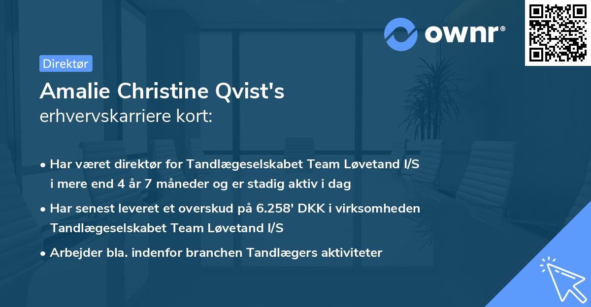 Amalie Christine Qvist's erhvervskarriere kort