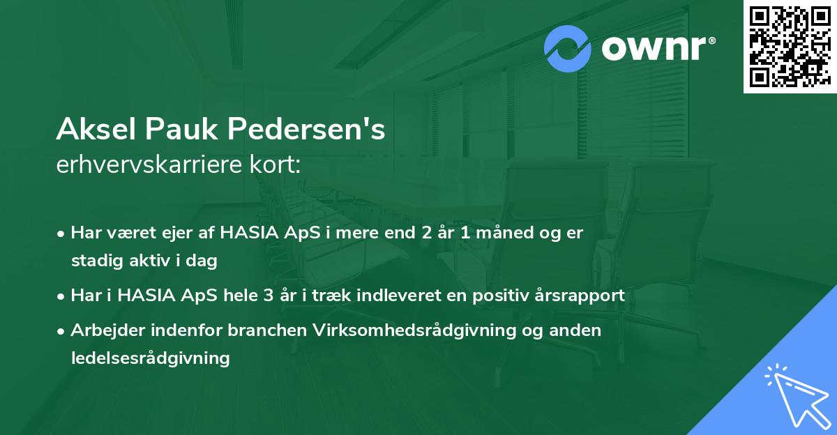 Aksel Pauk Pedersen's erhvervskarriere kort
