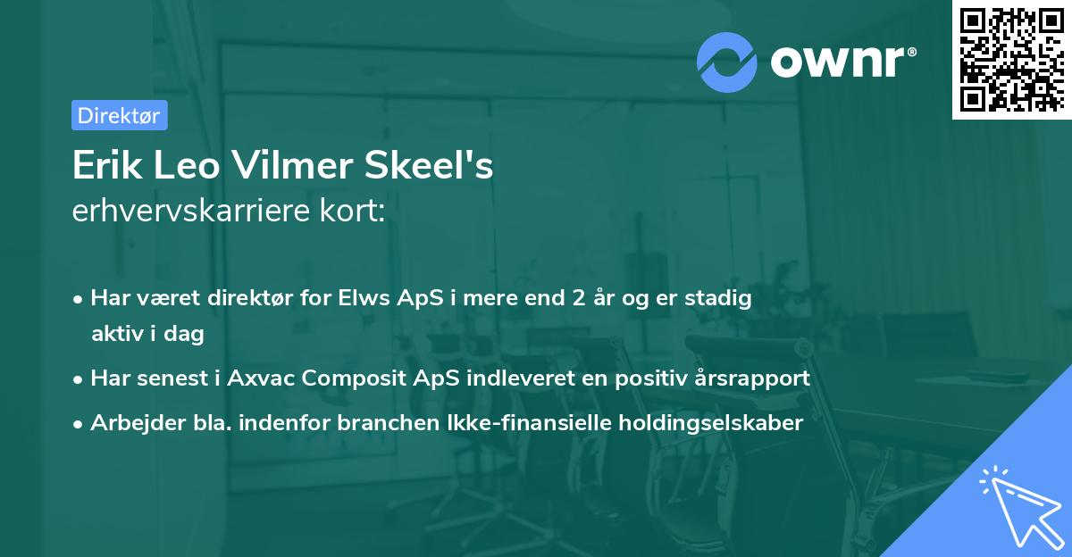 Erik Leo Vilmer Skeel's erhvervskarriere kort