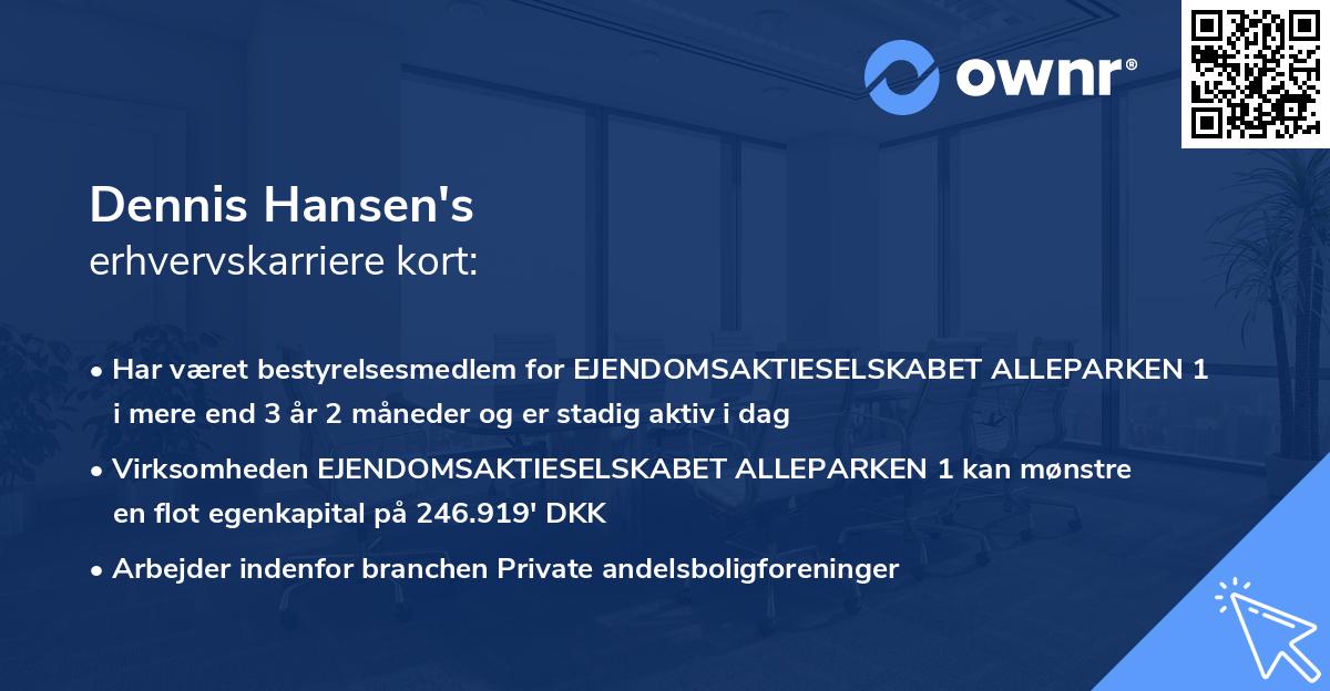 Dennis Hansen's erhvervskarriere kort