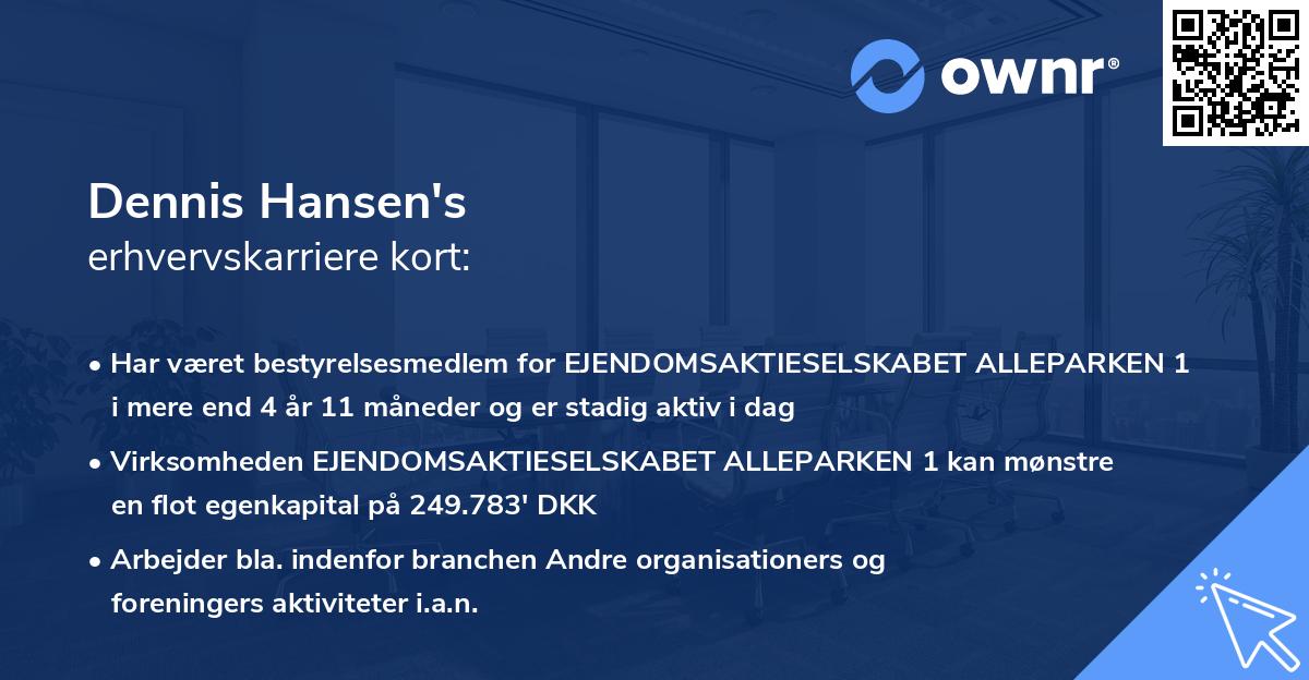 Dennis Hansen's erhvervskarriere kort