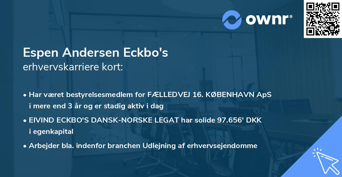 Espen Andersen Eckbo's erhvervskarriere kort