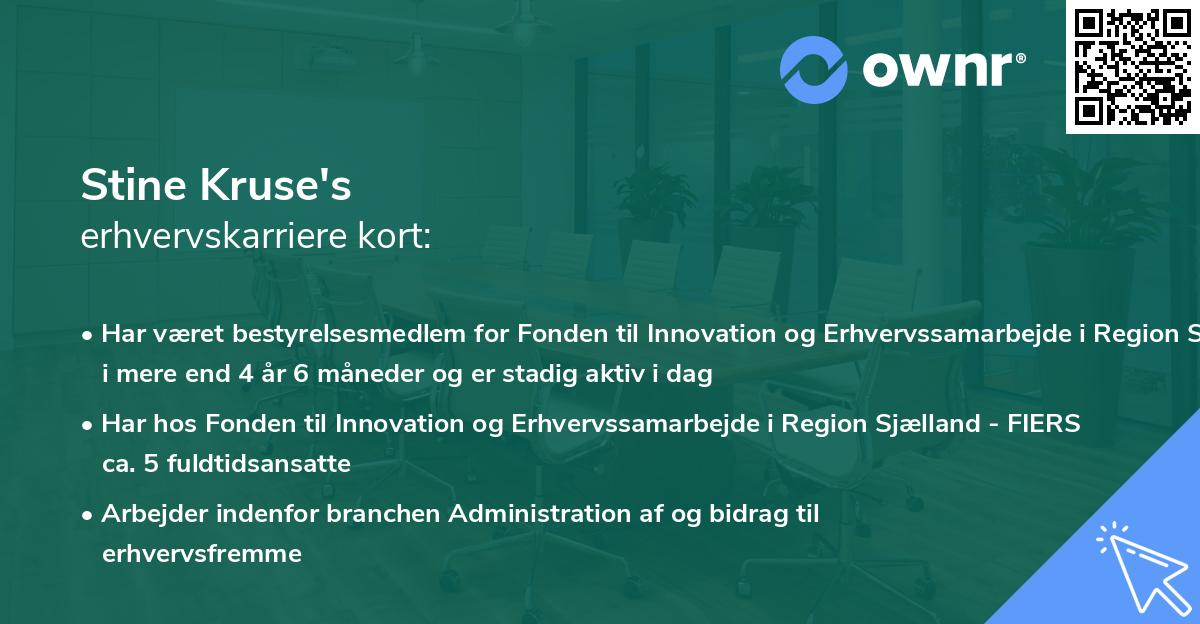 Stine Kruse's erhvervskarriere kort