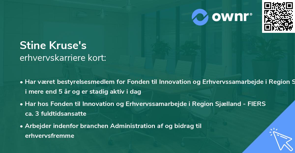 Stine Kruse's erhvervskarriere kort