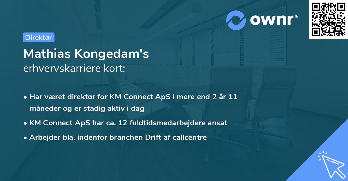 Mathias Kongedam's erhvervskarriere kort