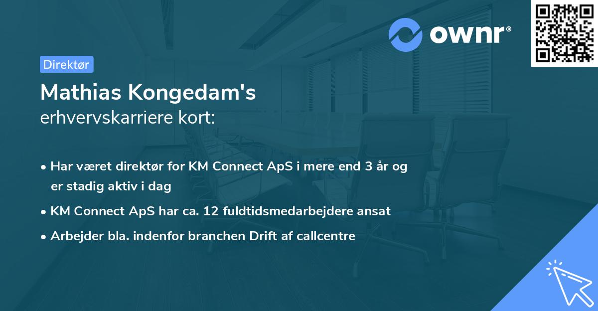 Mathias Kongedam's erhvervskarriere kort