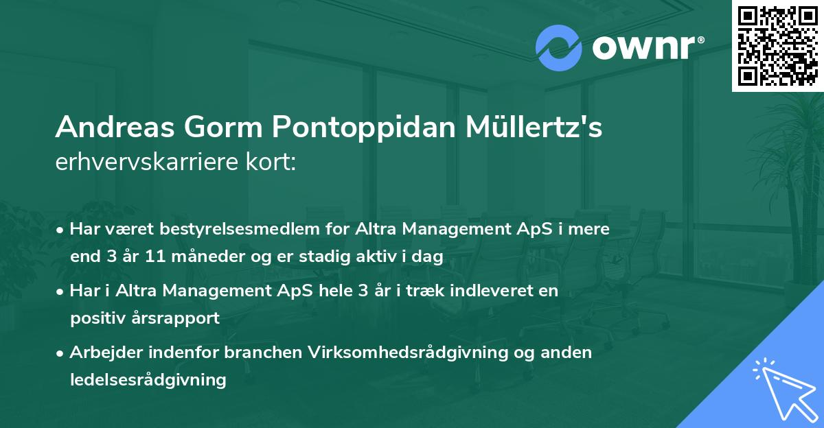 Andreas Gorm Pontoppidan Müllertz's erhvervskarriere kort