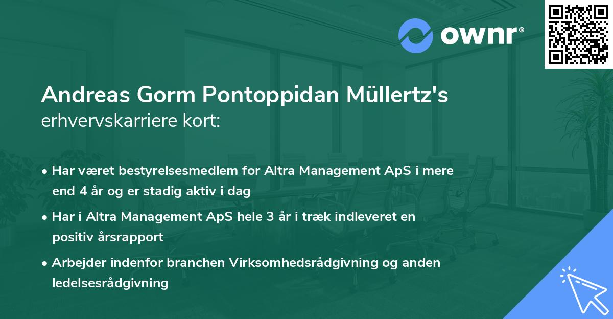 Andreas Gorm Pontoppidan Müllertz's erhvervskarriere kort