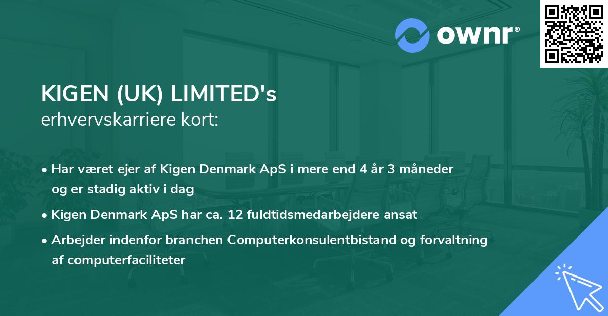 KIGEN (UK) LIMITED's erhvervskarriere kort