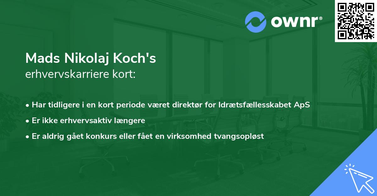 Mads Nikolaj Koch's erhvervskarriere kort