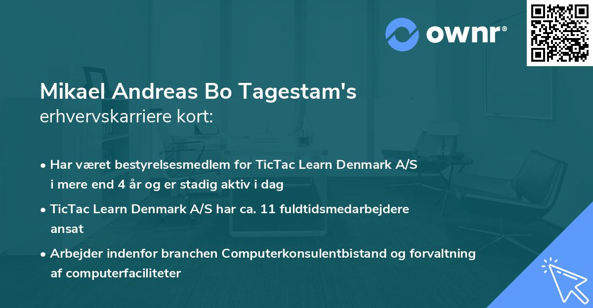 Mikael Andreas Bo Tagestam's erhvervskarriere kort