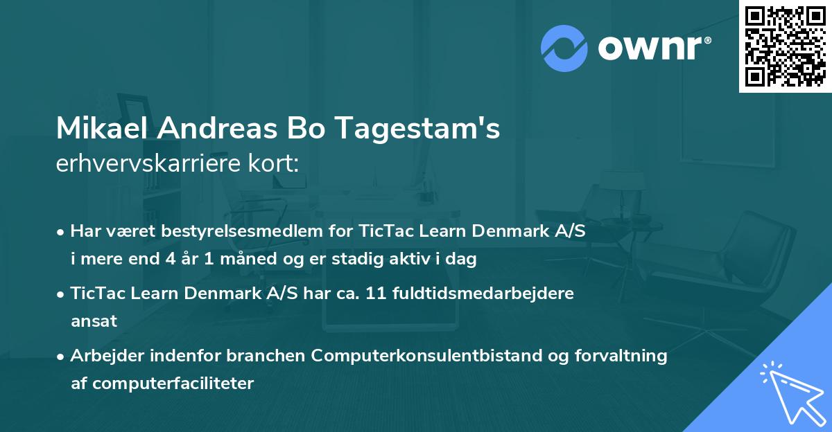 Mikael Andreas Bo Tagestam's erhvervskarriere kort