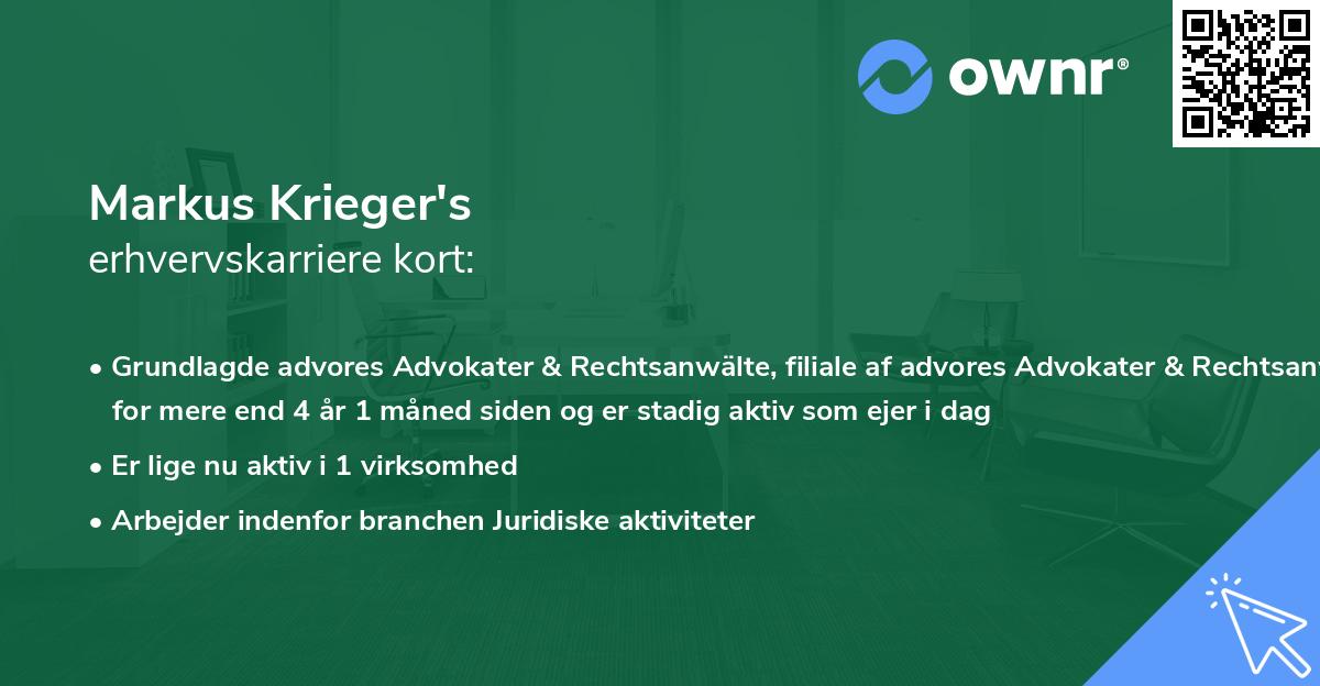 Markus Krieger's erhvervskarriere kort