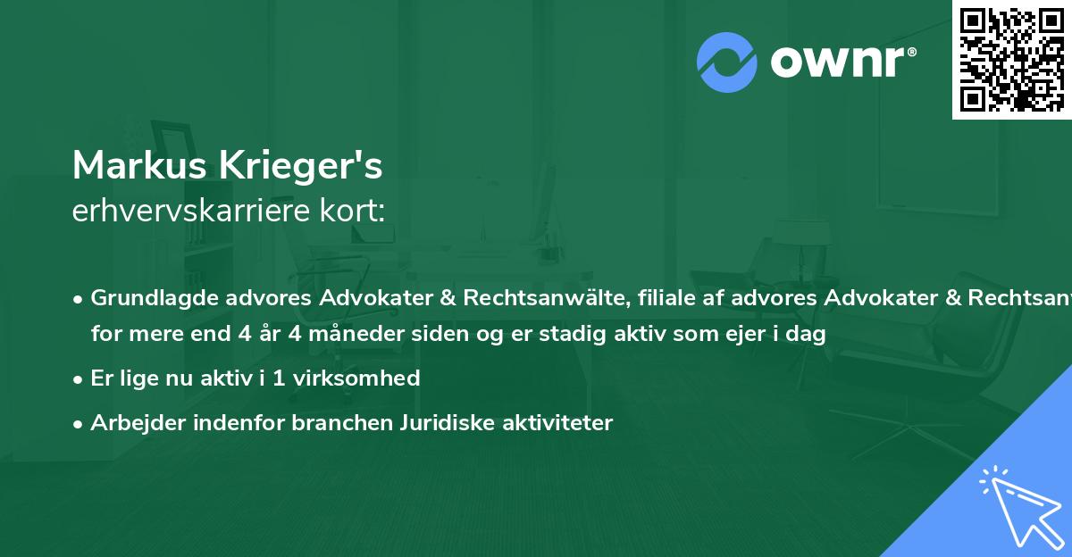 Markus Krieger's erhvervskarriere kort