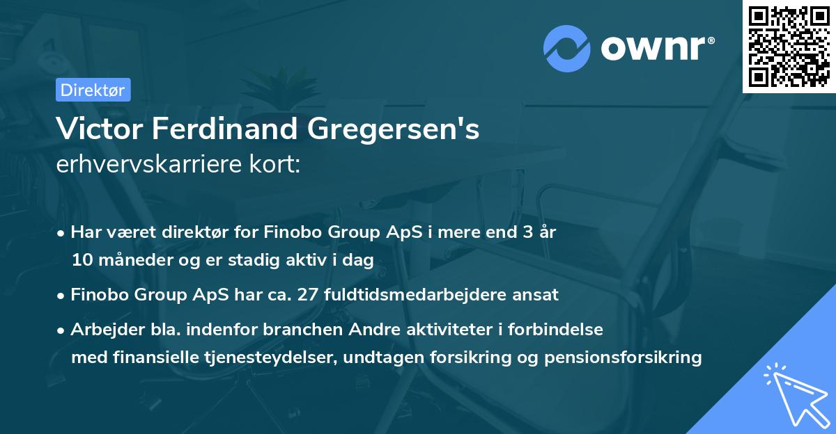 Victor Ferdinand Gregersen's erhvervskarriere kort
