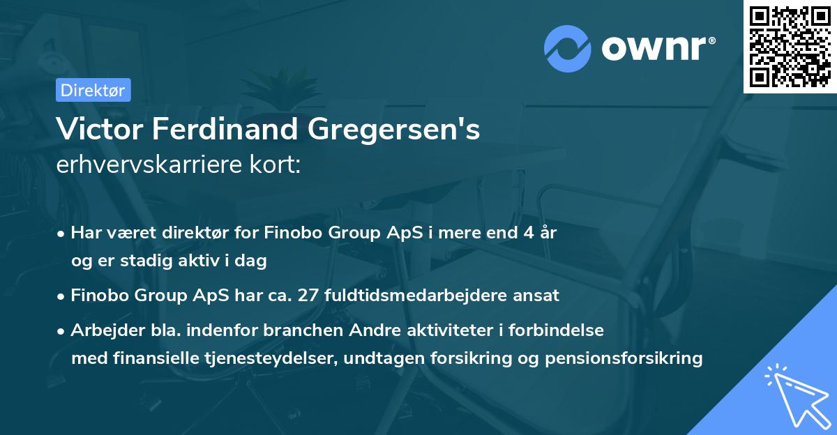 Victor Ferdinand Gregersen's erhvervskarriere kort