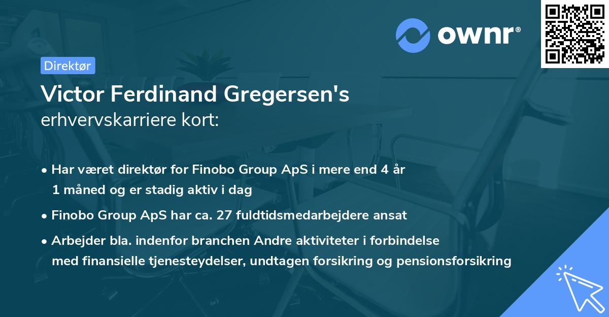 Victor Ferdinand Gregersen's erhvervskarriere kort