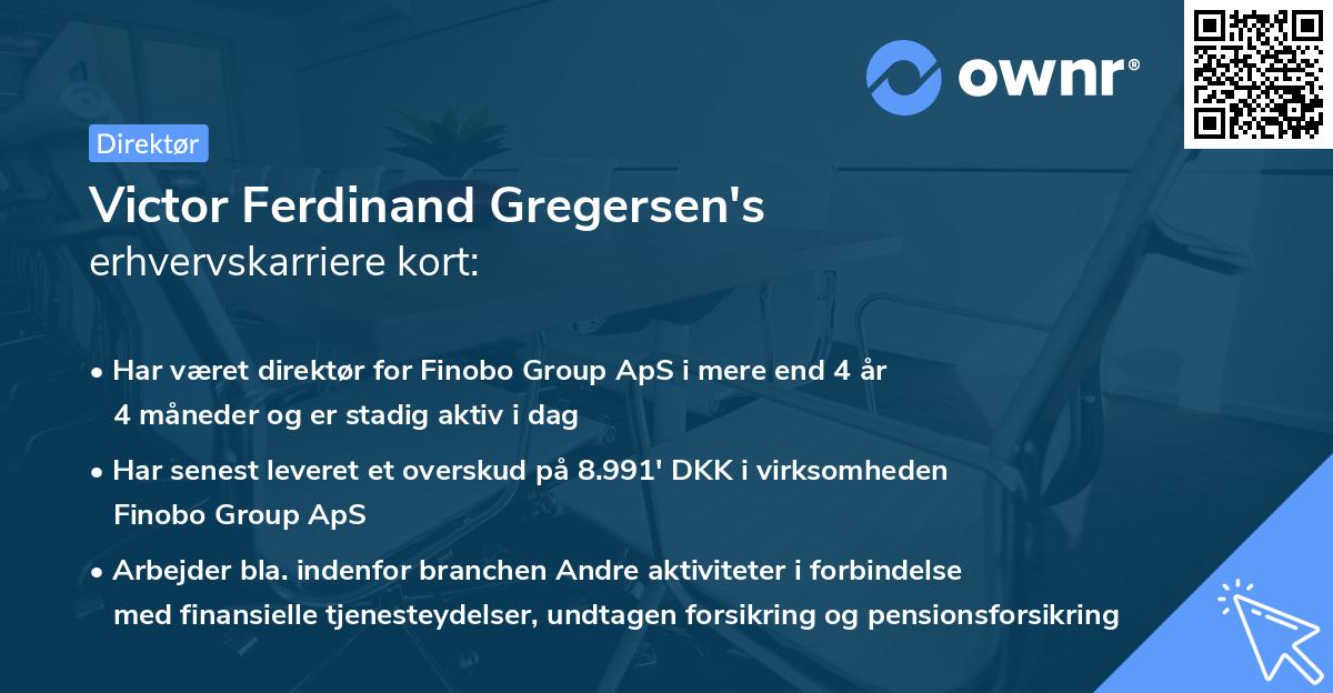 Victor Ferdinand Gregersen's erhvervskarriere kort