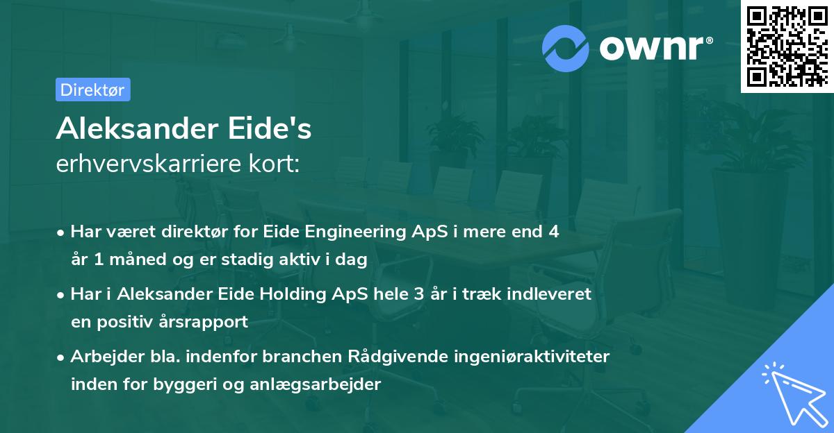 Aleksander Eide's erhvervskarriere kort