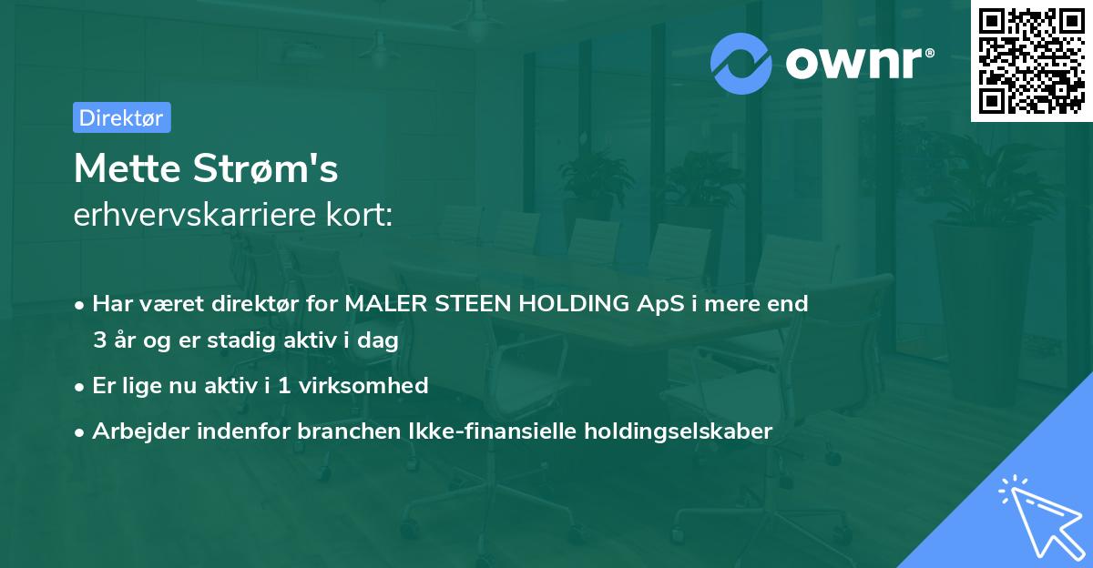 Mette Strøm's erhvervskarriere kort