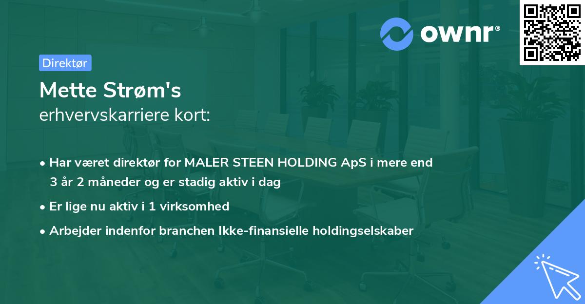 Mette Strøm's erhvervskarriere kort