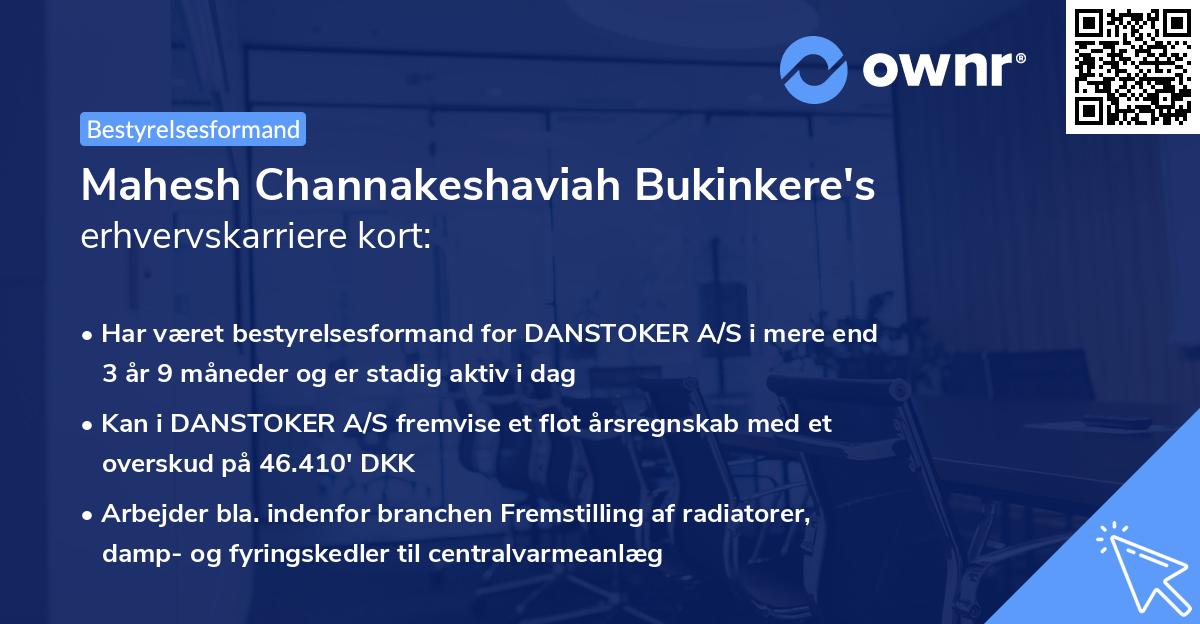 Mahesh Channakeshaviah Bukinkere's erhvervskarriere kort