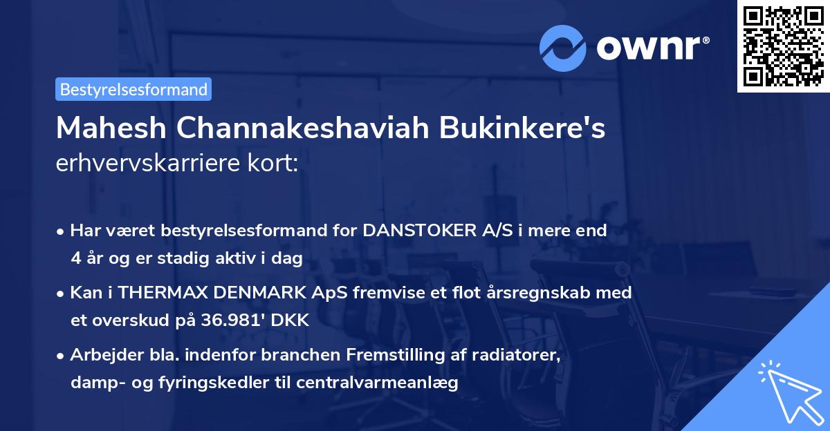 Mahesh Channakeshaviah Bukinkere's erhvervskarriere kort