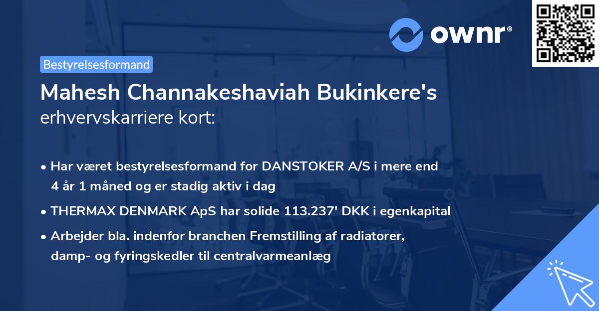Mahesh Channakeshaviah Bukinkere's erhvervskarriere kort