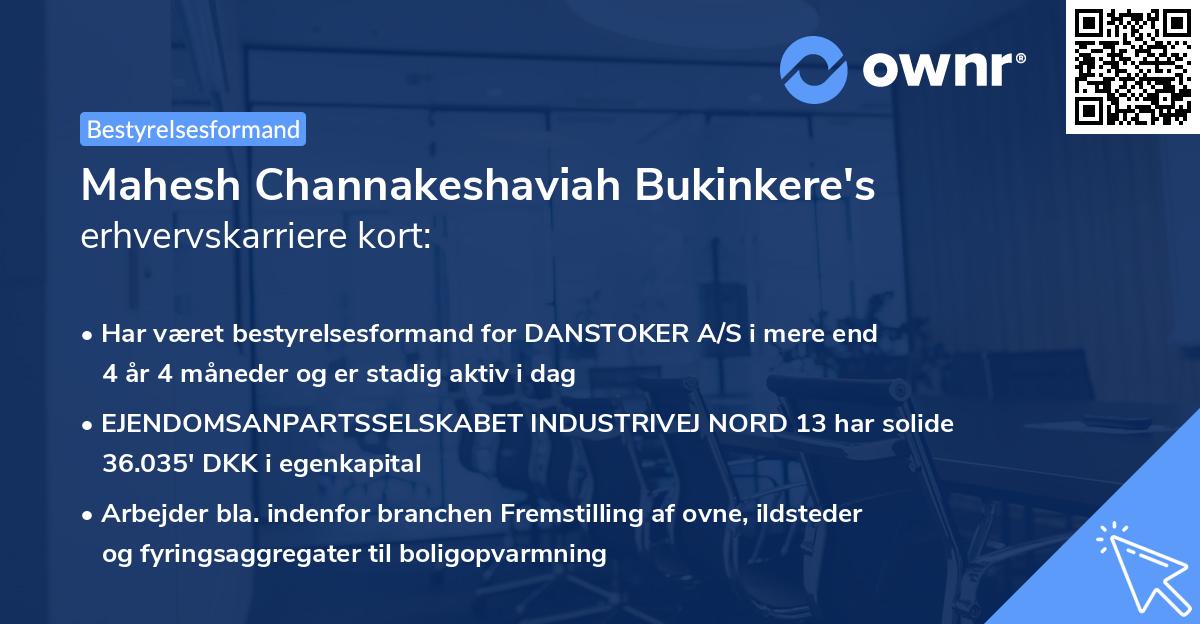 Mahesh Channakeshaviah Bukinkere's erhvervskarriere kort