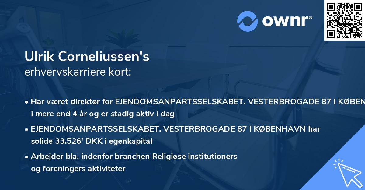 Ulrik Corneliussen's erhvervskarriere kort