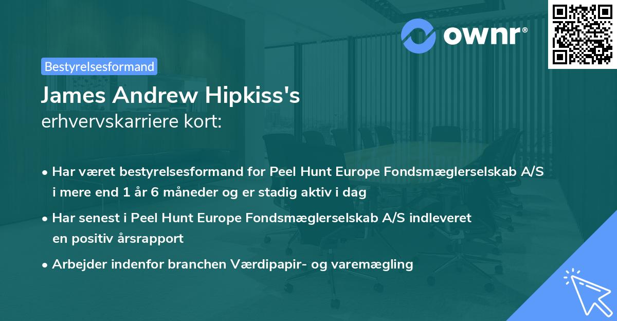 James Andrew Hipkiss's erhvervskarriere kort