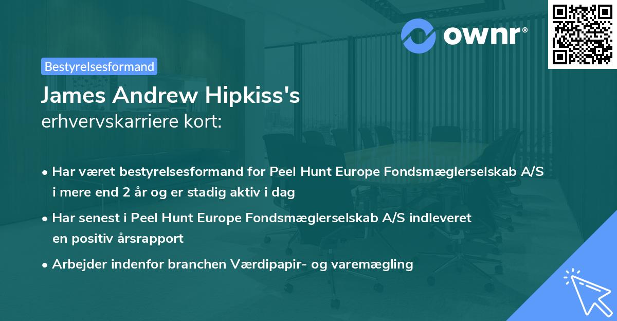 James Andrew Hipkiss's erhvervskarriere kort