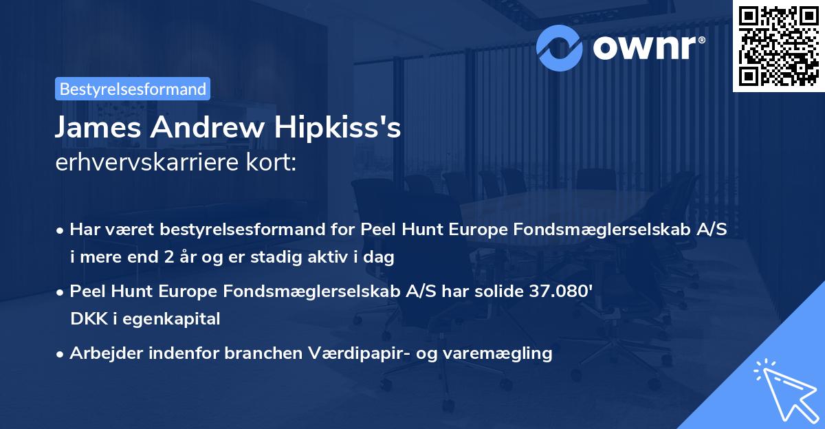 James Andrew Hipkiss's erhvervskarriere kort