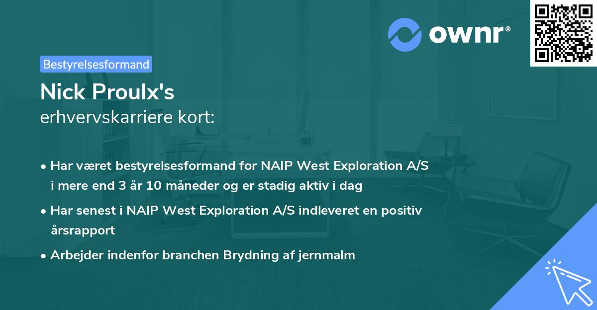 Nick Proulx's erhvervskarriere kort