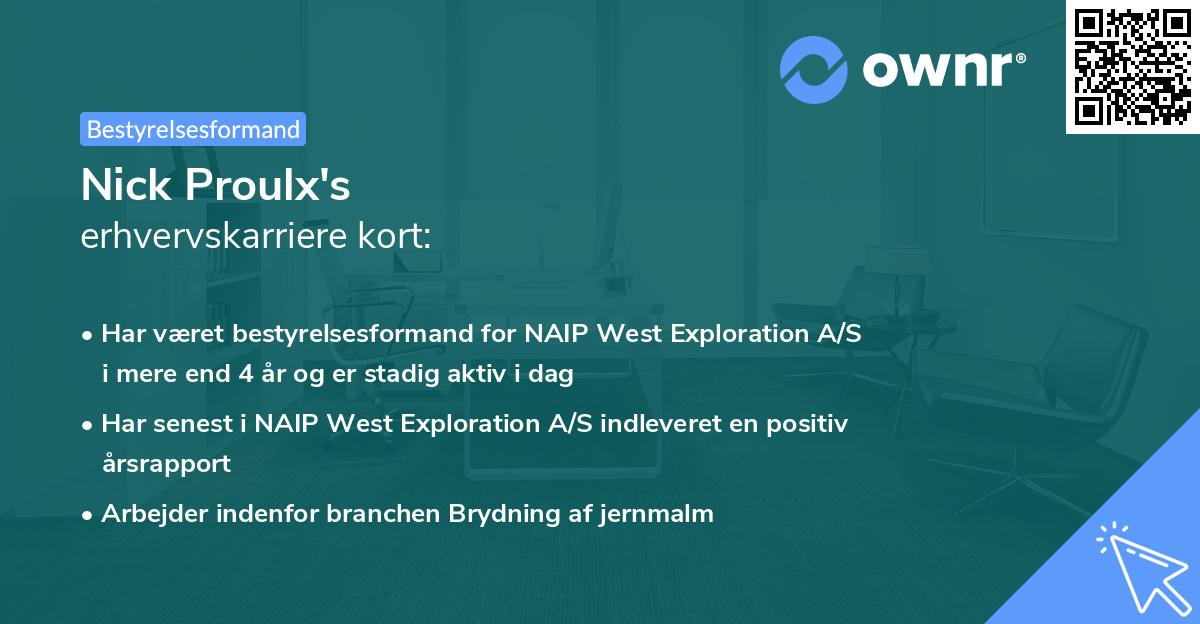 Nick Proulx's erhvervskarriere kort