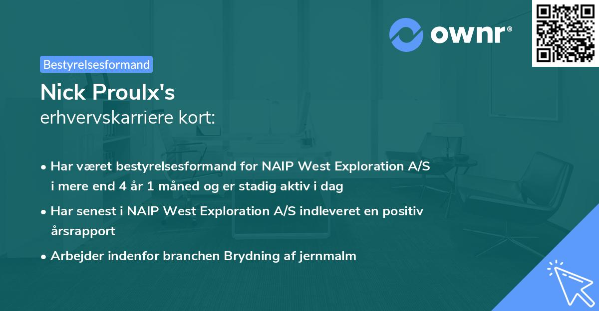 Nick Proulx's erhvervskarriere kort