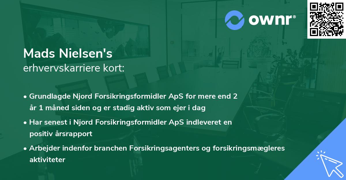 Mads Nielsen's erhvervskarriere kort