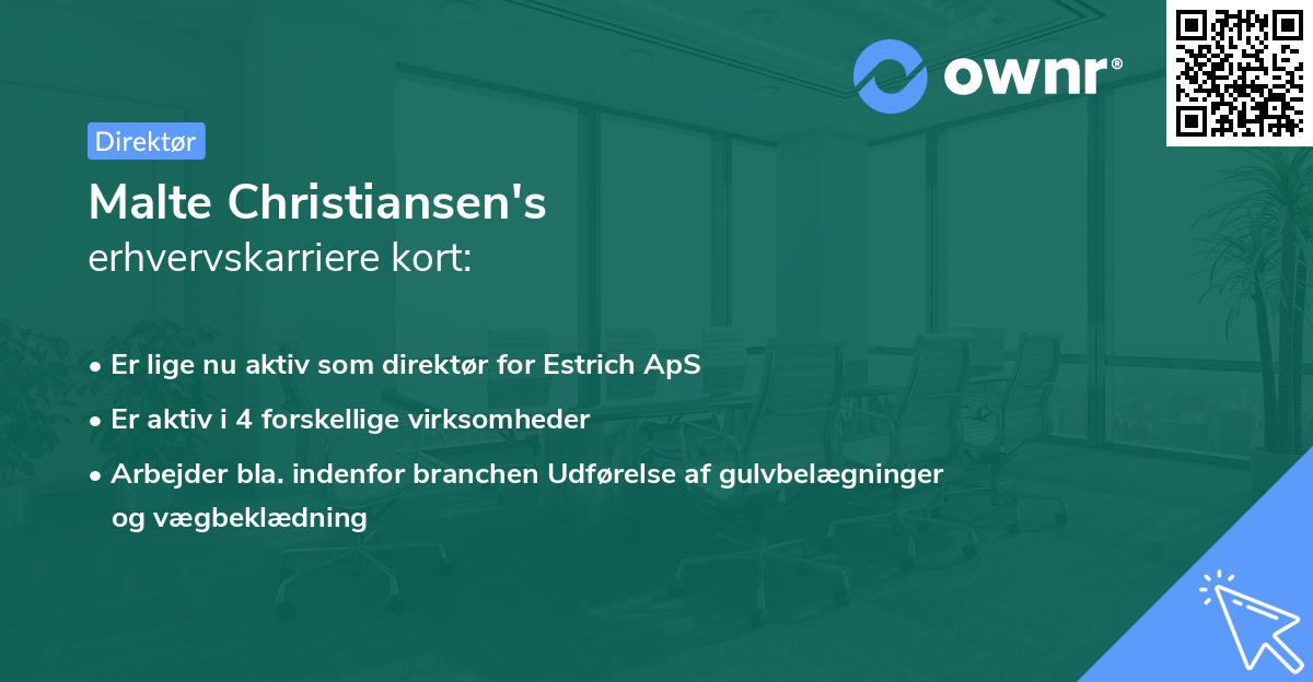 Malte Christiansen's erhvervskarriere kort