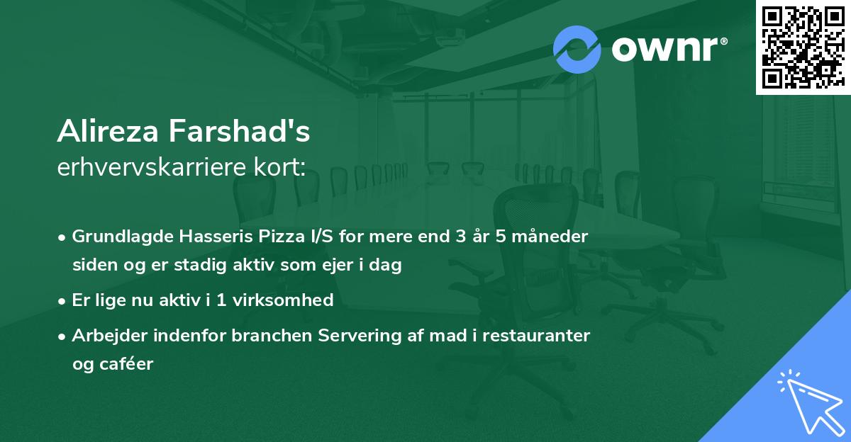 Alireza Farshad's erhvervskarriere kort