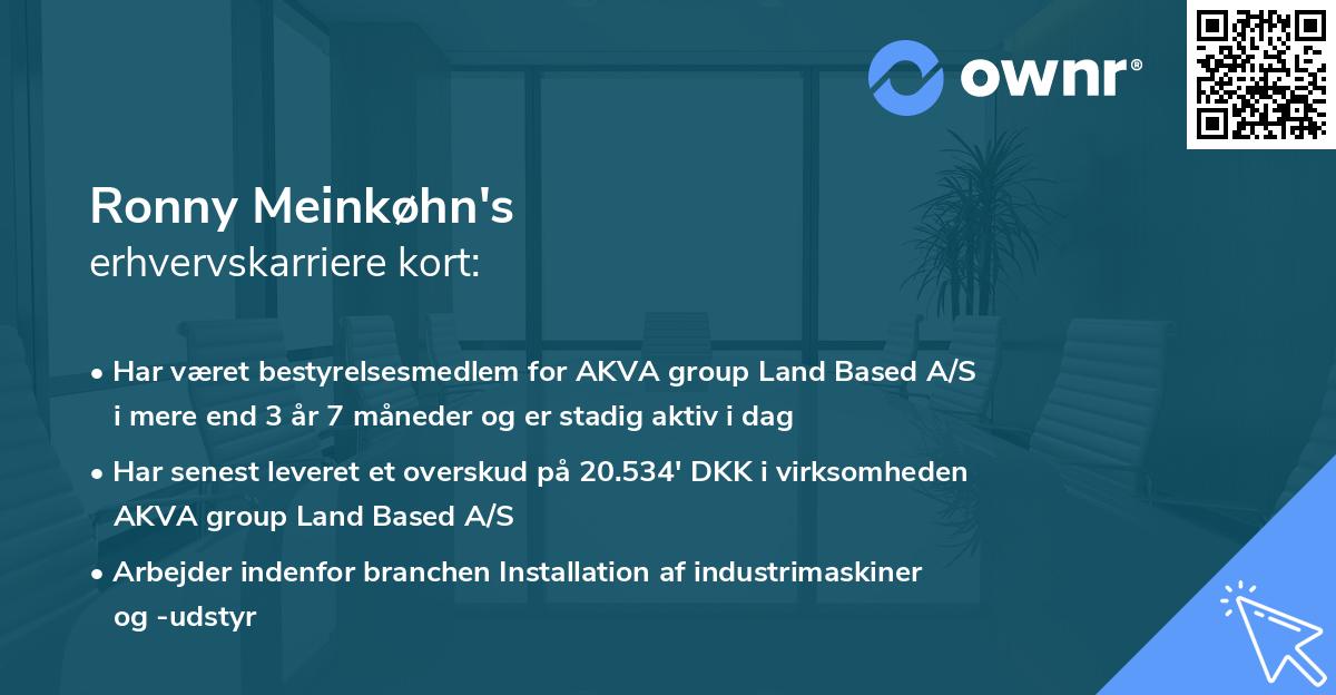 Ronny Meinkøhn's erhvervskarriere kort