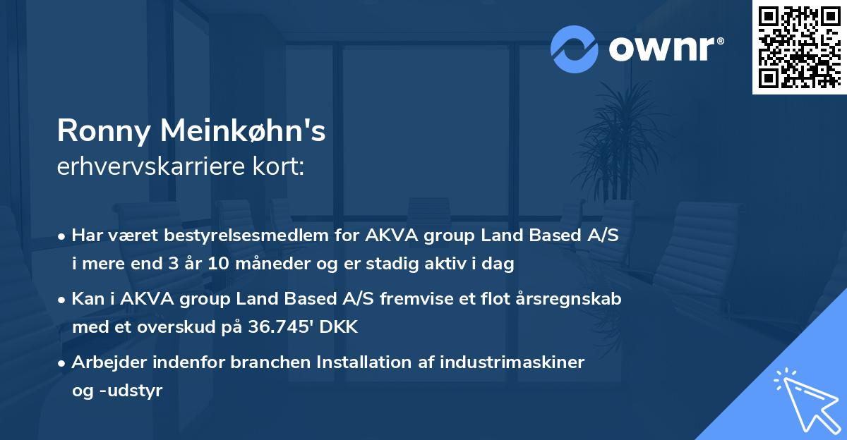 Ronny Meinkøhn's erhvervskarriere kort