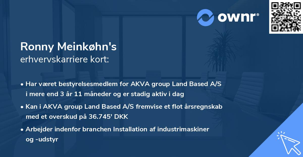 Ronny Meinkøhn's erhvervskarriere kort