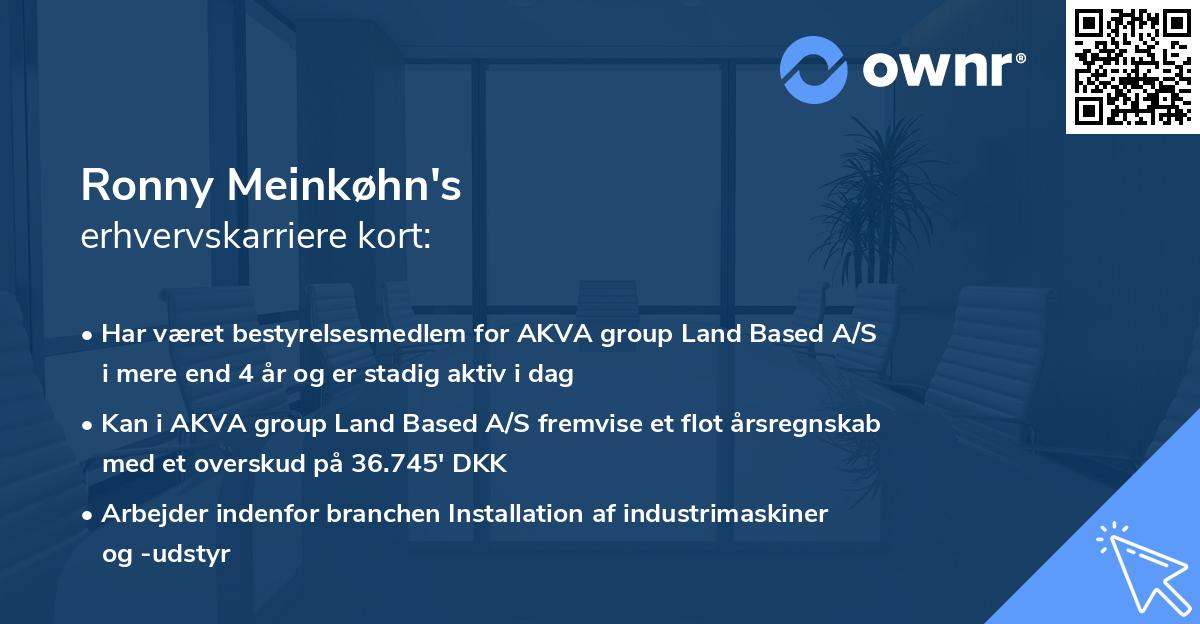 Ronny Meinkøhn's erhvervskarriere kort