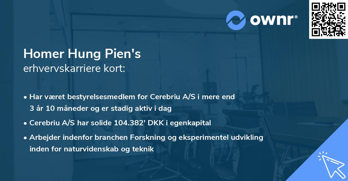 Homer Hung Pien's erhvervskarriere kort