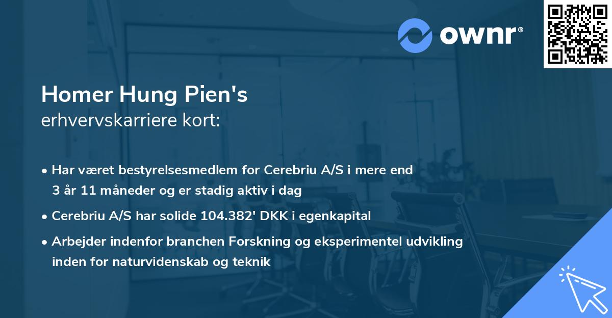 Homer Hung Pien's erhvervskarriere kort