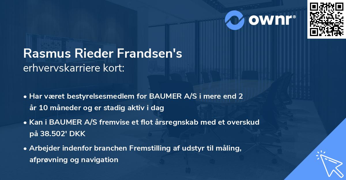 Rasmus Rieder Frandsen's erhvervskarriere kort