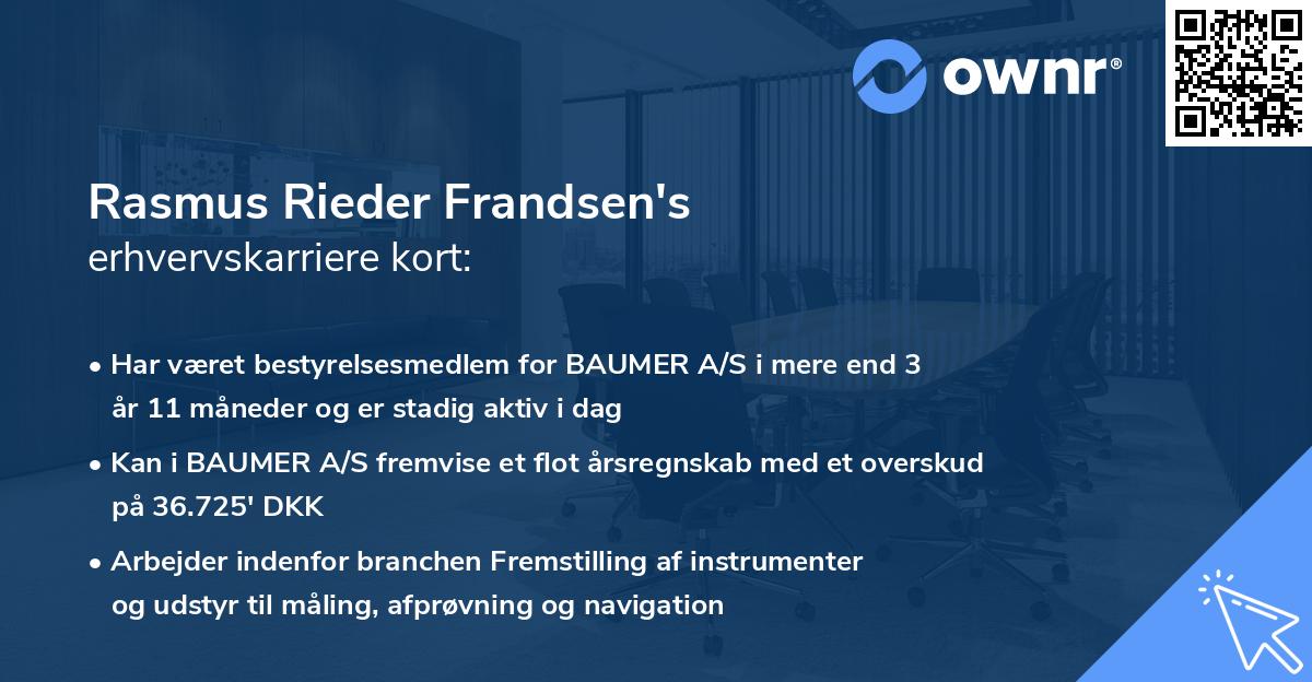 Rasmus Rieder Frandsen's erhvervskarriere kort