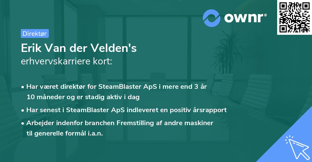 Erik Van der Velden's erhvervskarriere kort